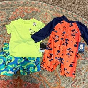 9-12 month infant baby boy swimsuit set new! 2 outfits carters Okie Dokie Nwt
